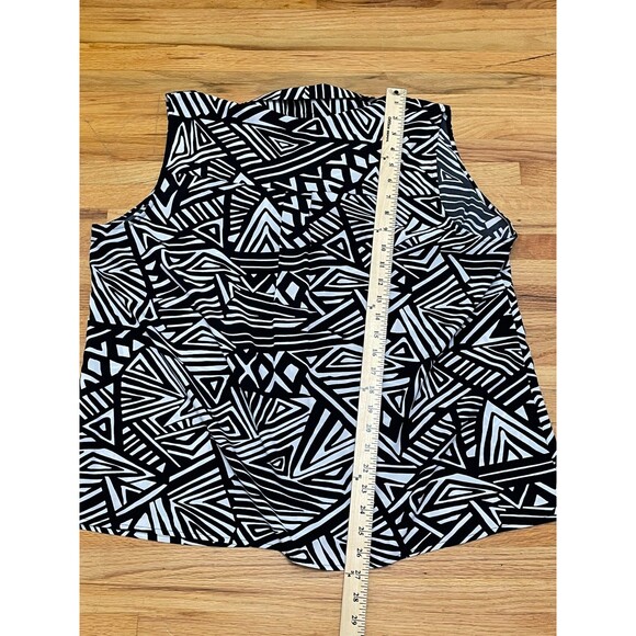 Calvin Klein Women's 1X Black Blouse Polyester Top Geometric Work Chic Stretch - Picture 3 of 8